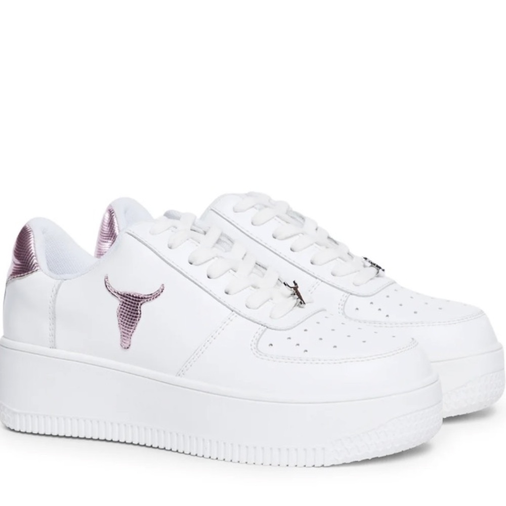 NWOT Windsor Smith | Recharge Flatform Sneakers in Cherry Blossom Reptile/White